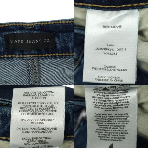 Silver Jeans Beau Denim Distressed Ripped Womens 31x28 Mid Rise Cuffed Hem - Picture 8 of 15